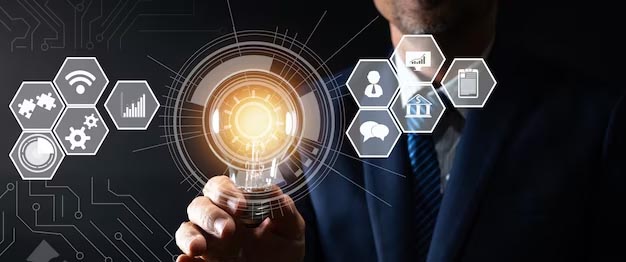 IT Solutions2 An illustration depicting a vibrant, dynamic network of interconnected devices and systems, symbolizing the comprehensive IT solutions offered by Cloud Innov8